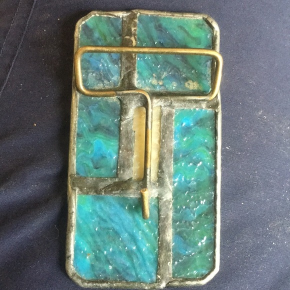 Vintage stained glass hand crafted belt buckle - Picture 2 of 4